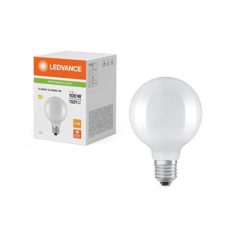 Ledvance E27 LED Kugellampe Globe95 Classic matt 11W wie 100W 2700K warmweißes Licht